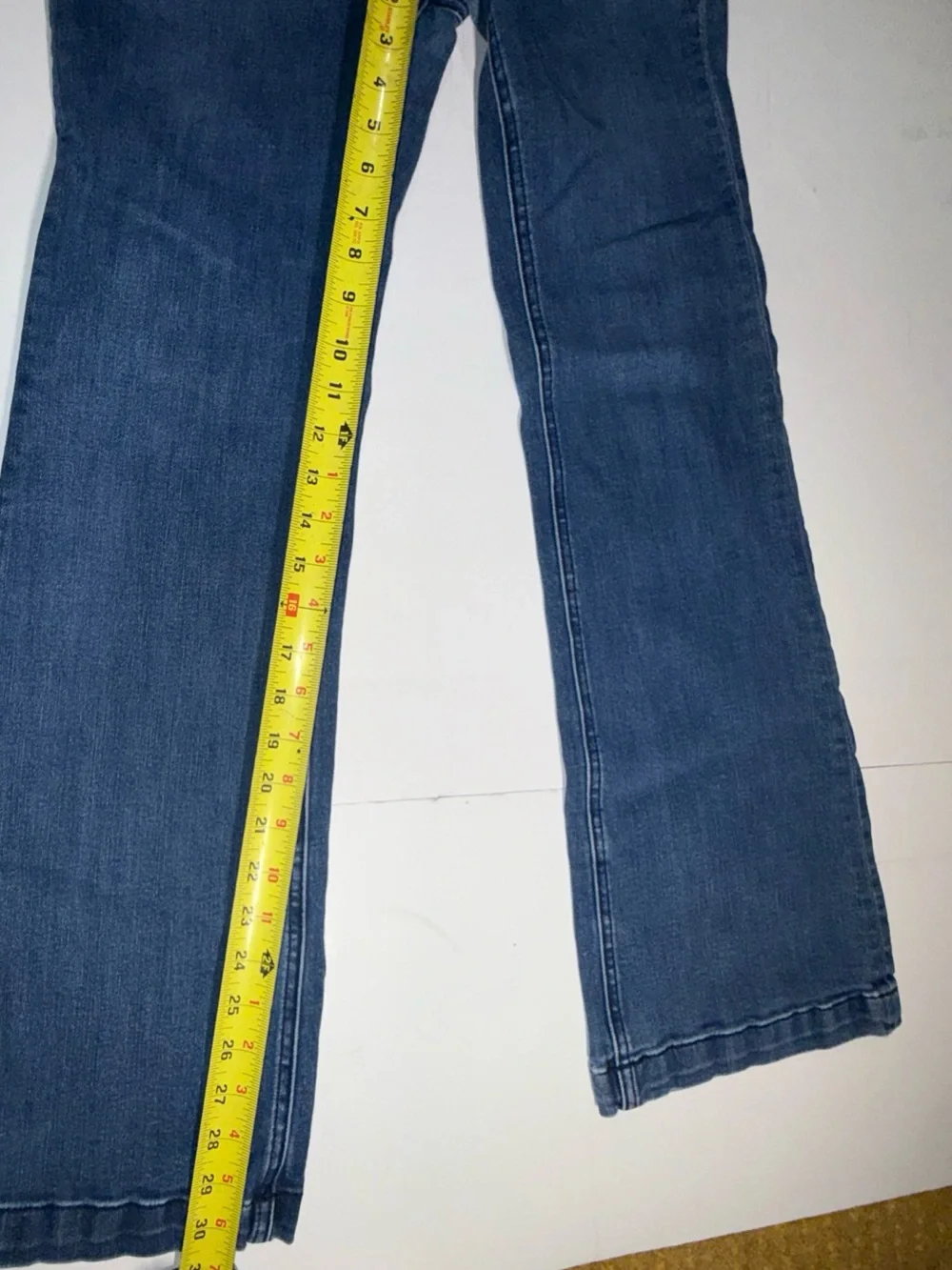 Anthropologie Dark Blue Flare Jeans with Zip Pocket Detail